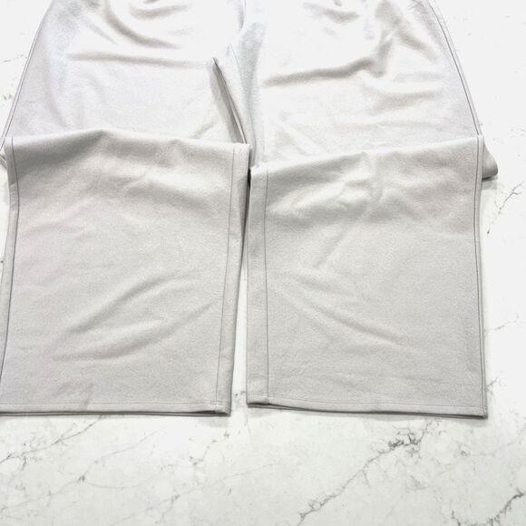 Eileen Fisher NEW XL Chalk Boiled Wool Jersey Hi Waisted Wide Leg Pants Pockets - Picture 4 of 9